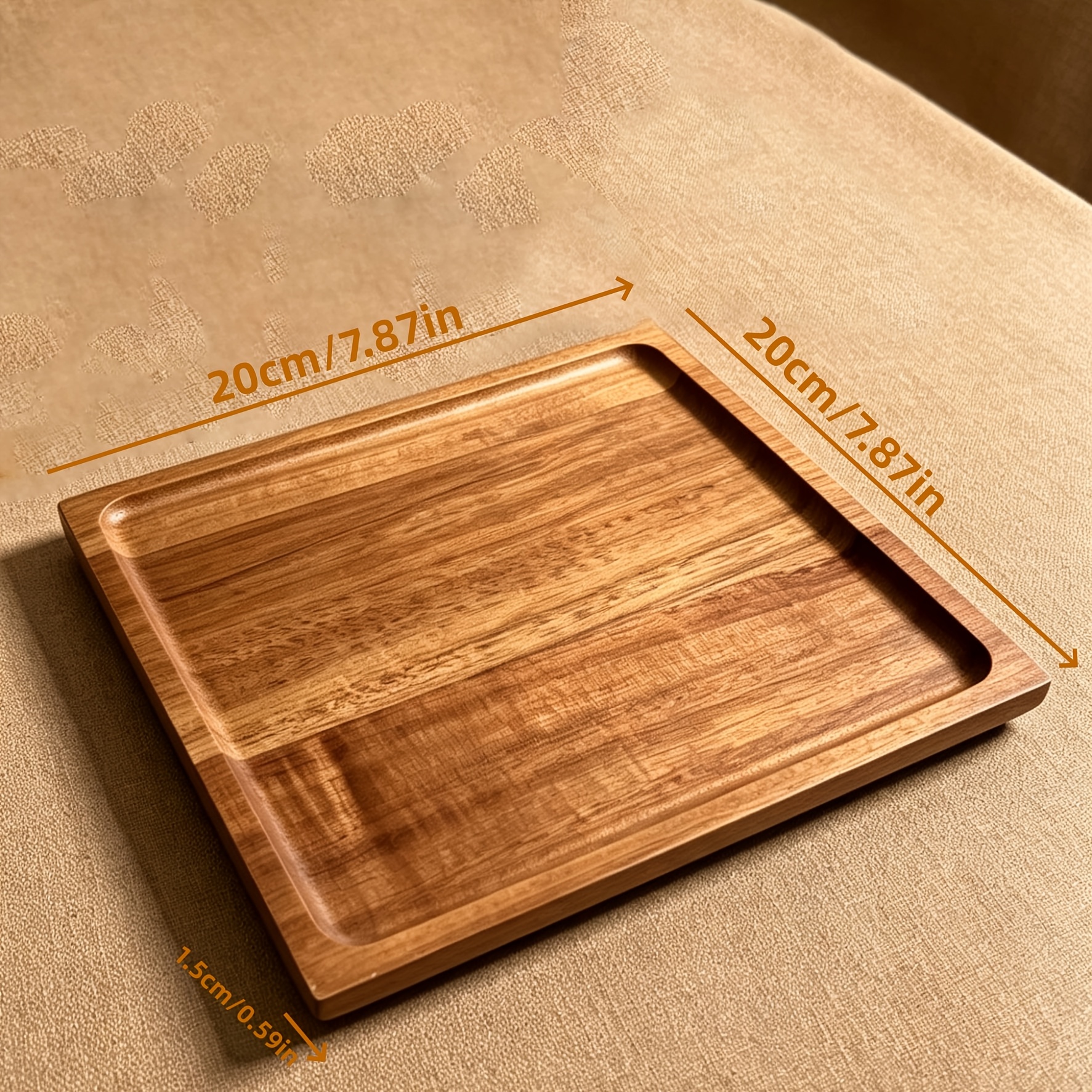 TEMU A Versatile Square Serving Tray, Reusable, Made Of Acacia Wood, For Snacks, Desserts, And Everyday Kitchen Use At Home