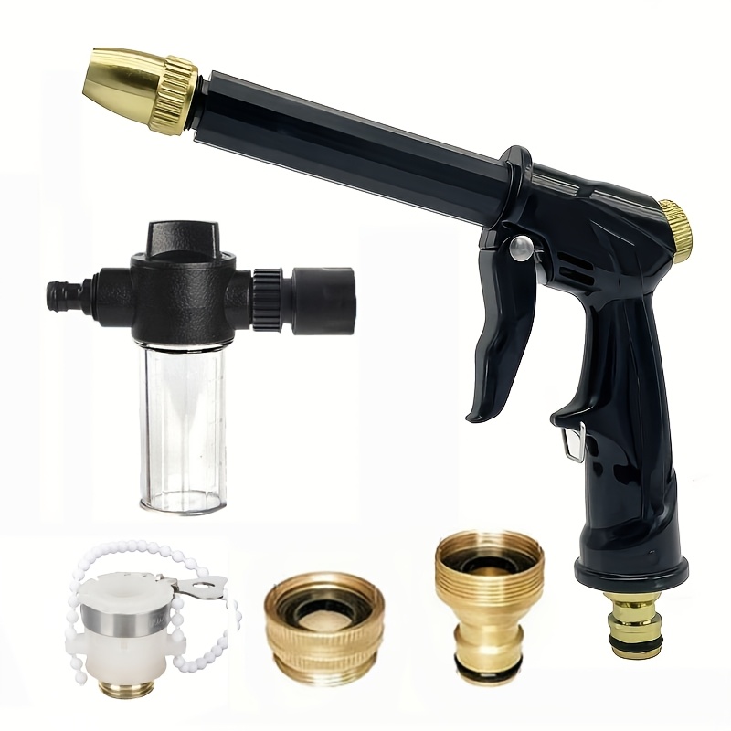 TEMU High-pressure Household Car Wash Water Gun, Nozzle, Garden Hose, Retractable Hose, Cleaning And Watering Sprayer, Car Wash Water Gun Set