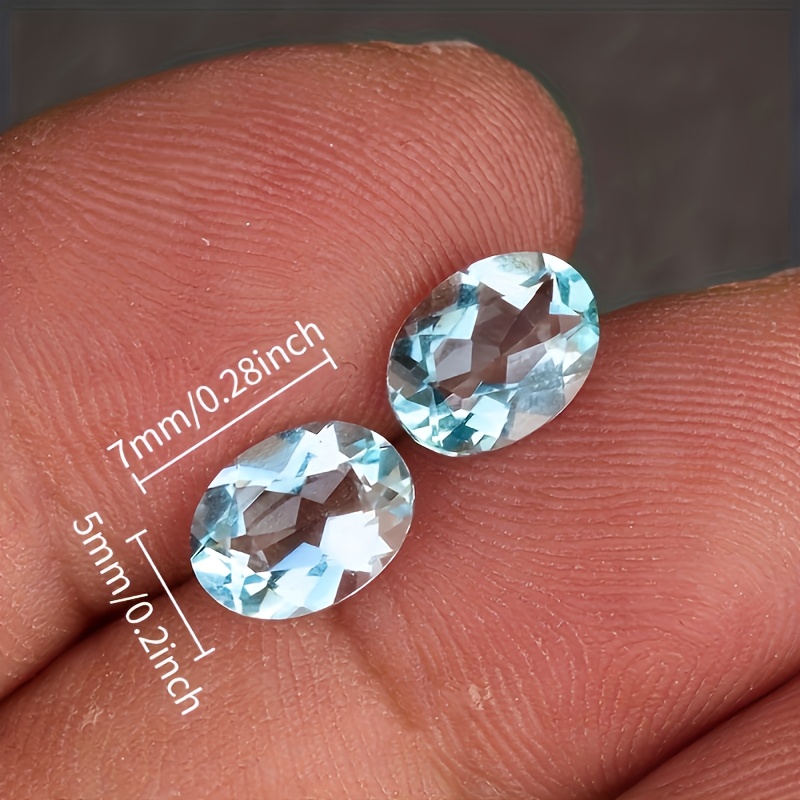 E-shop Natürlicher aquamarinfarbener oval geschliffener Edelstein, -Geburtsstein, geeignet für Schmuckherstellung Einlegearbeiten, DIY-Projekte, Ring-