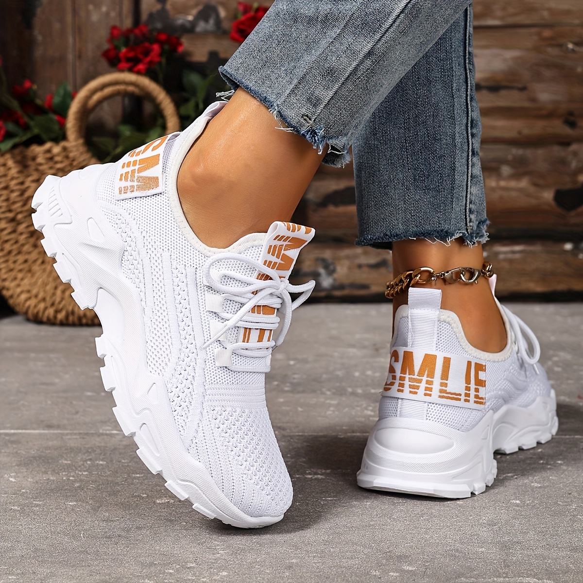 Women'S Shoes, Women'S Fashion Casual Shoes, New Women'S Shoes, Black White, Lightweight Soft-Soled Running Shoes, Comfortable And Breathable Sports Shoes, Outdoor, Vacation Travel, Casual Sports Women'S Shoes, Slip-On Lace-Up Women'S Shoes