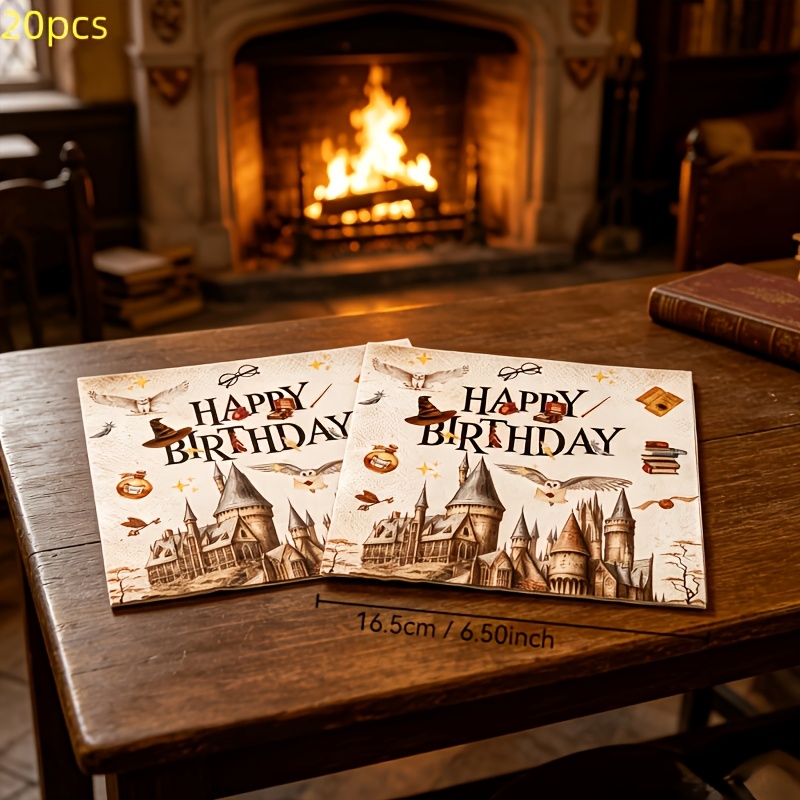TEMU 20-pcs Harry Potter Party Napkins, Birthday, Reward, Back-to-school Gift, Christmas Gift, The For Harry Potter Movie Fans, Suitable For