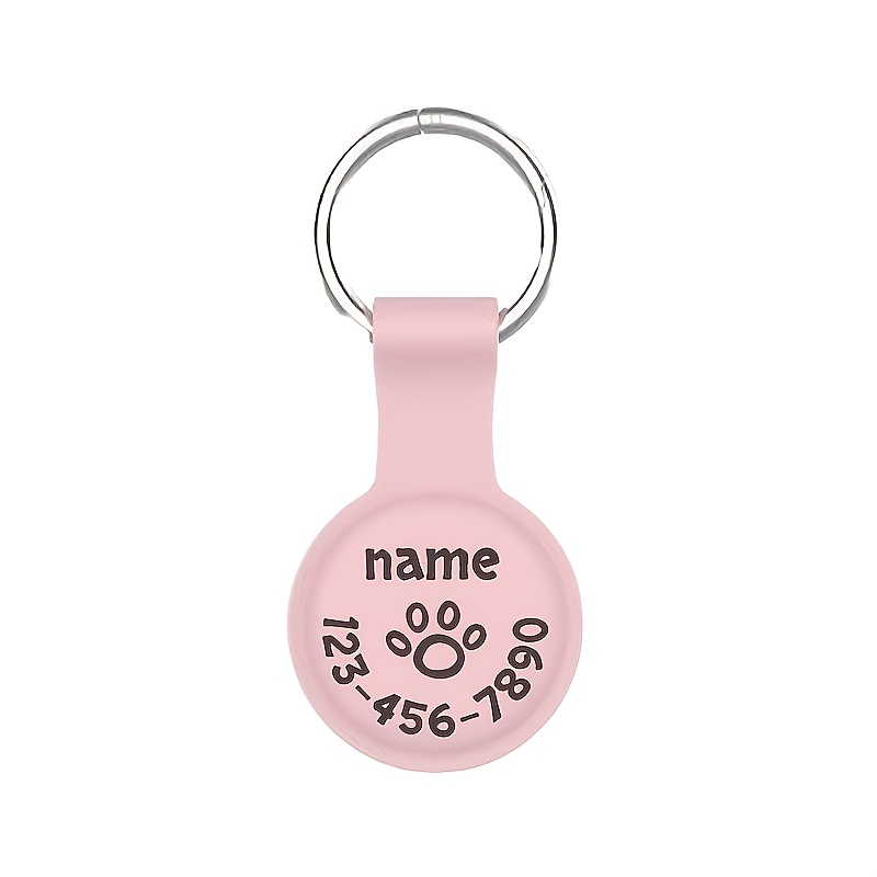 TEMU Engravable Name And Phone Number Pet Airtag Protector - Cover, Suitable For , 2-in-1 Pet Id Tag Airtag Case