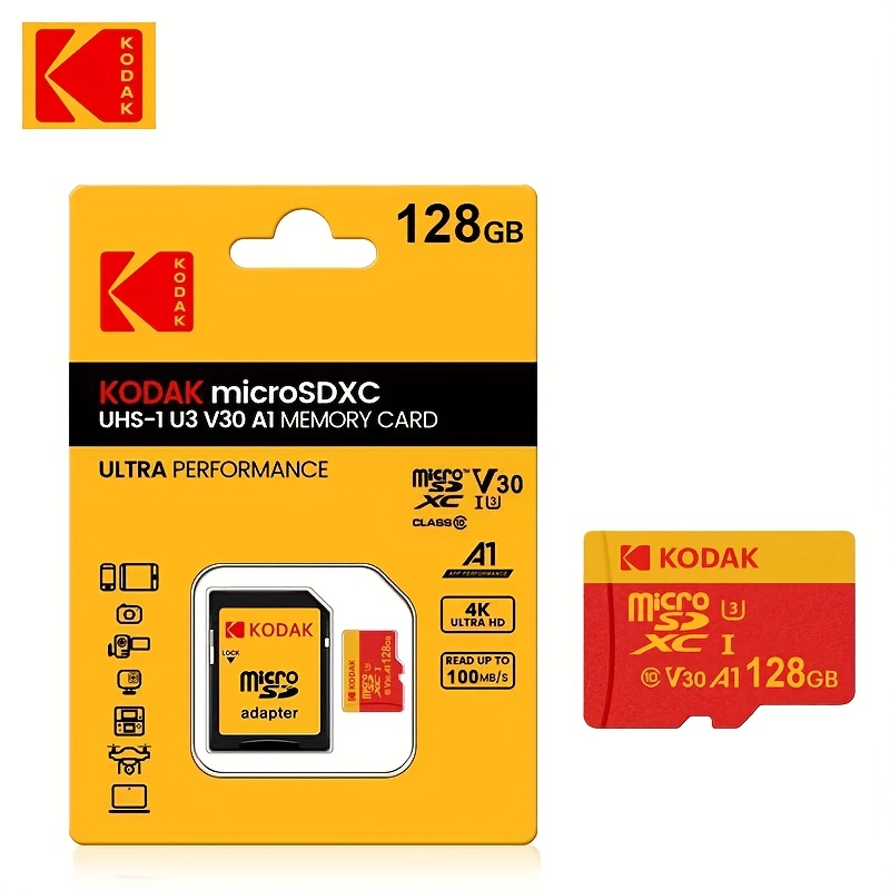 TEMU Kodak Tf Card With Adapter Suitable For Security Cameras, Dash Cams, And Drones