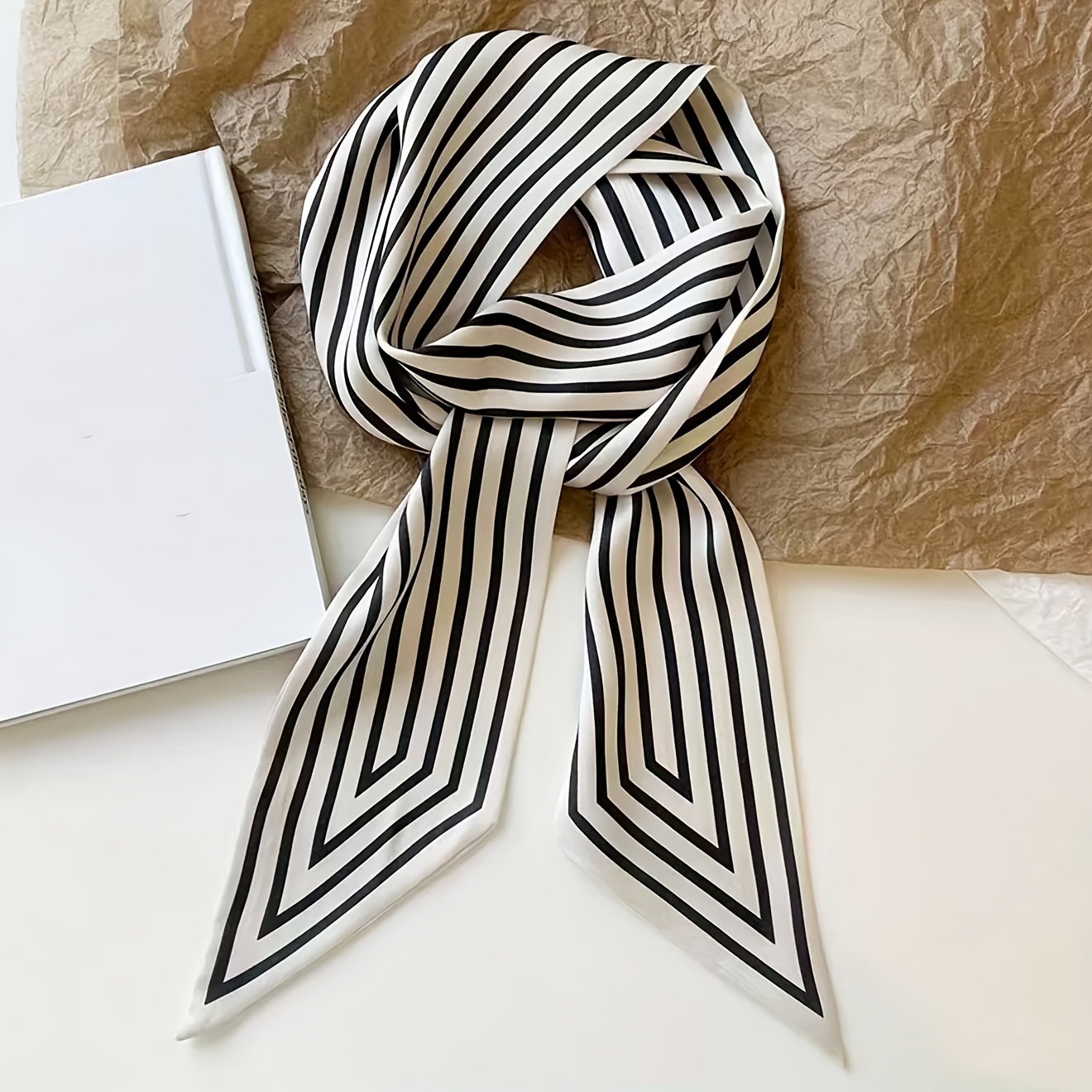 TEMU 1 pieza de coleta trenzado de moda para mujer, estilo minimalista a rayas, con adorno de , corbata de cuello y accesorio para el cabello con