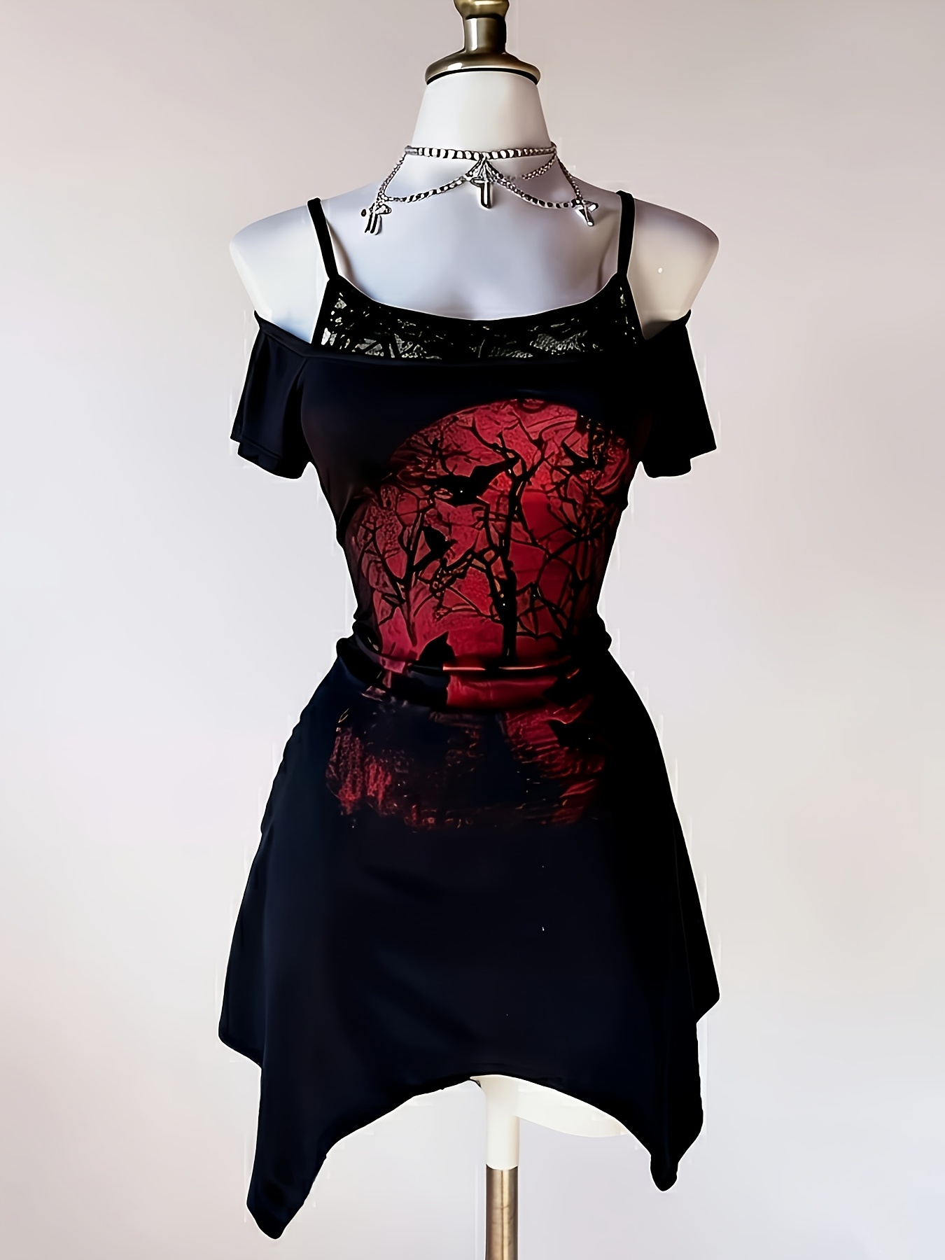 halter top beach dresses Y2K Orsay Fairy Paisley Print Midi Grunge Asymmetric Hem Dress