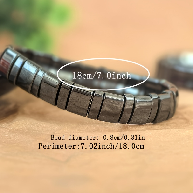 Terahertz Natural Stone Elastic Bracelet Smooth Glossy Finish