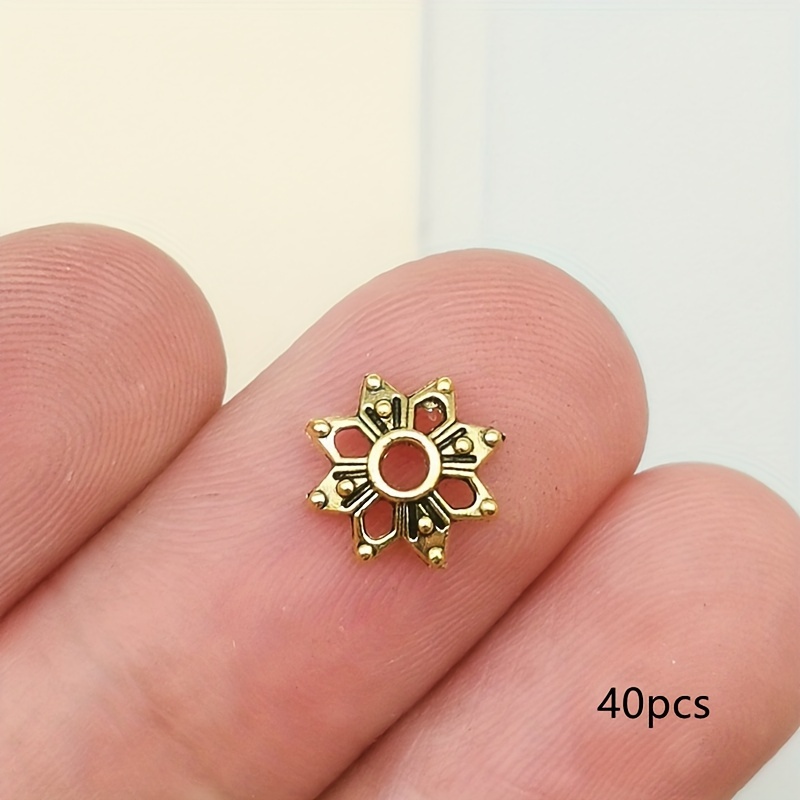 Set Of 40 9mm Hollow Flower Bead Caps, Diy Handmade Jewelry Accessories For Clothing And Accessories