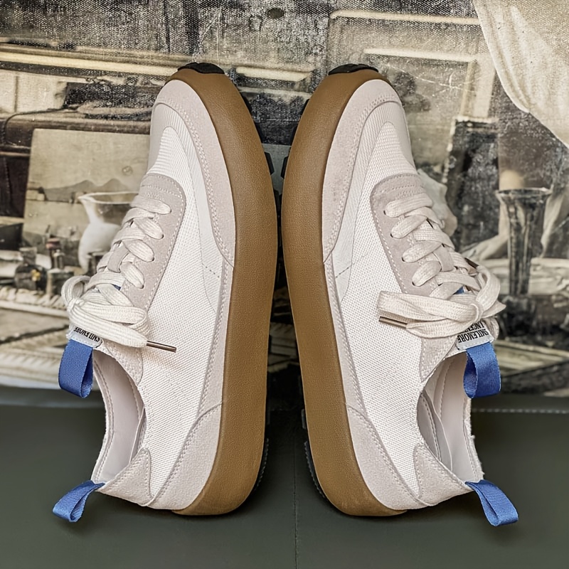 Nuevas zapatillas de skate de caña baja para hombre, estilo urbano de verano con bloques de color, diseño de contraste blanco-azul-verde, parte superior de lona transpirable, suela suave, zapatillas urbanas versátiles para atuendo casual y fotografía callejera