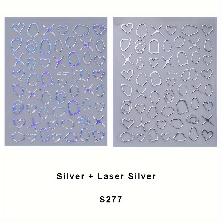 2 Sheets/set Of So-227 Metallic Nail Art Stickers
