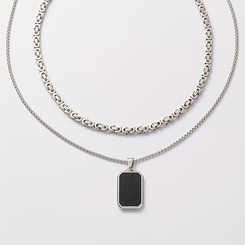 Men's Handcrafted Link-Style Emperor Necklace Set, 3 Pieces