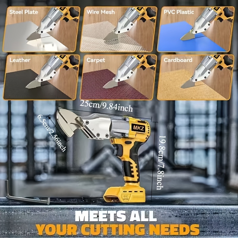 for dewalt compatible cordless metal shears 20  14ga heavy duty steel cutter with 360 pivoting head 400nm torque usb powered battery not included for cutting stainless   carpet leather cardboard   for   Product details 4