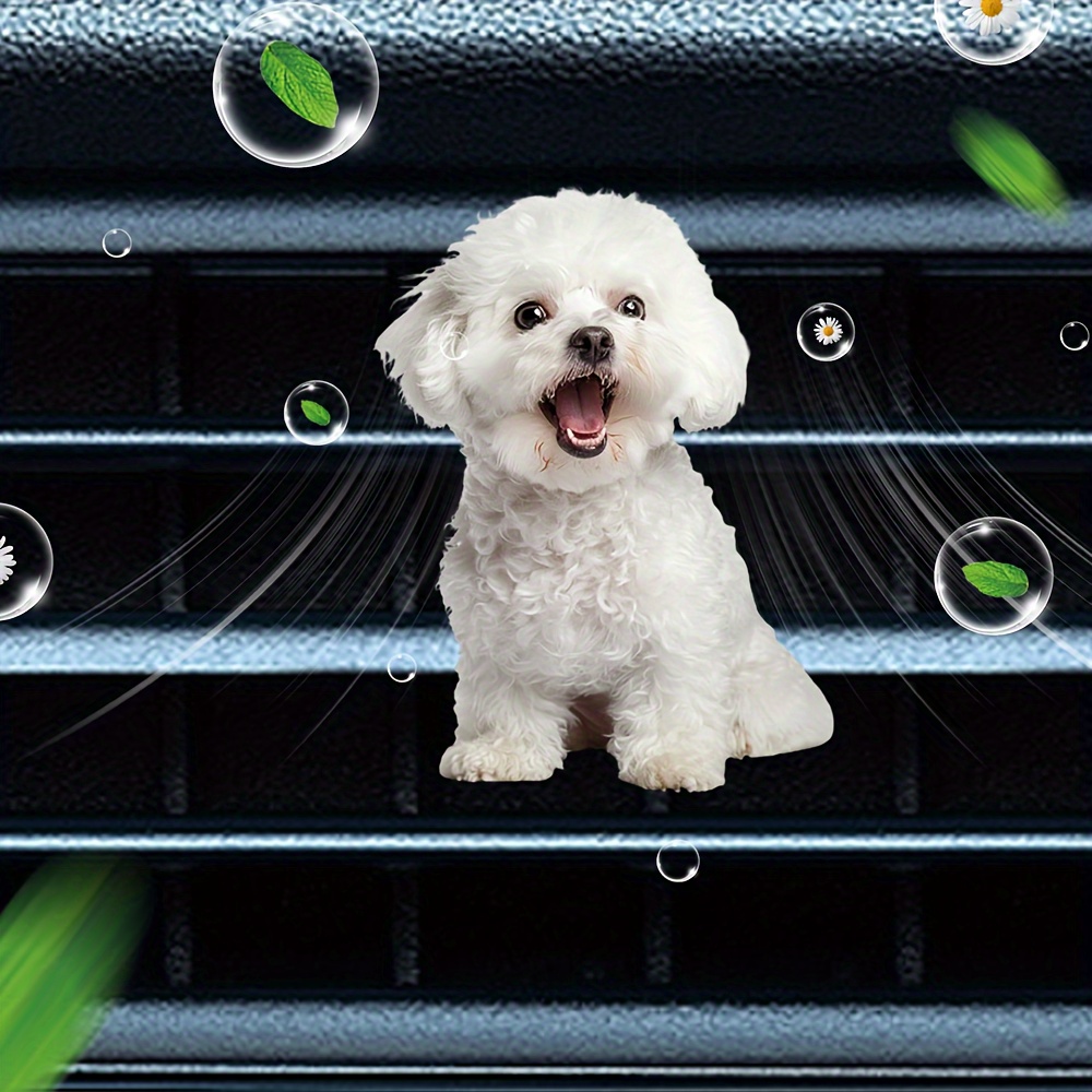 

1 Cute Bichon Frise Car Air Freshener Clip - Acrylic Vent Decoration With 2 Scented Tablets, Fresh & Design For Vehicle Interior, Car Air Freshener Vent Clip