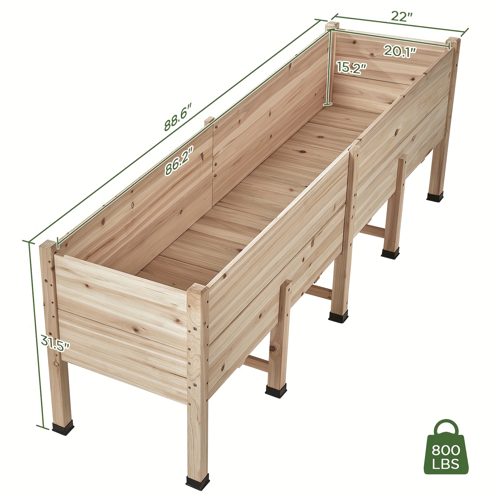 4 2ft 6 2ft 7 2ft wooden raised garden bed with drainage holes thick elevated planter box suitable for vegetables herbs flowers balcony patio backyard shallow deep soil options contemporary outdoor
