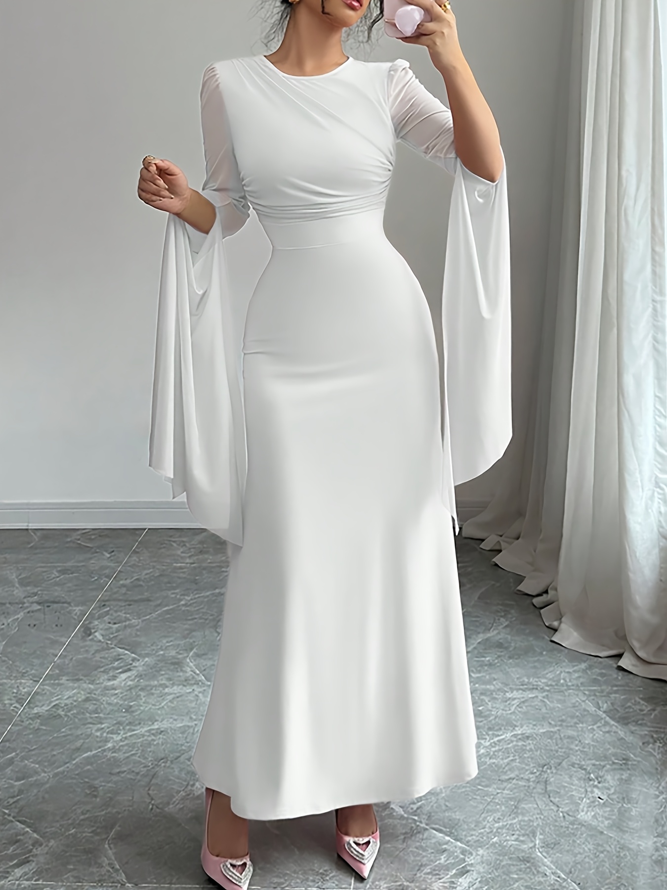 womens elegant mermaid fishtail dress waist mesh - Temu Czech Republic