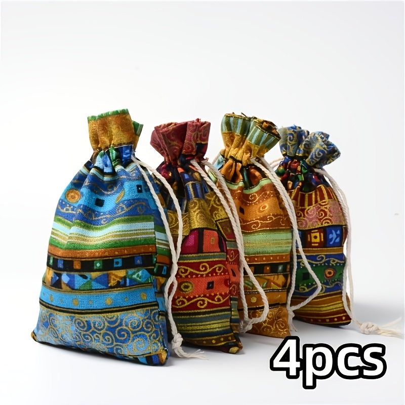 TEMU Gift For Her/him: Presenting Her/him Egyptian Style Jewelry Coin Purse, Printed Drawstring Gift Bag, Sachet Bag, Candy Travel Bag, Or Ethnic
