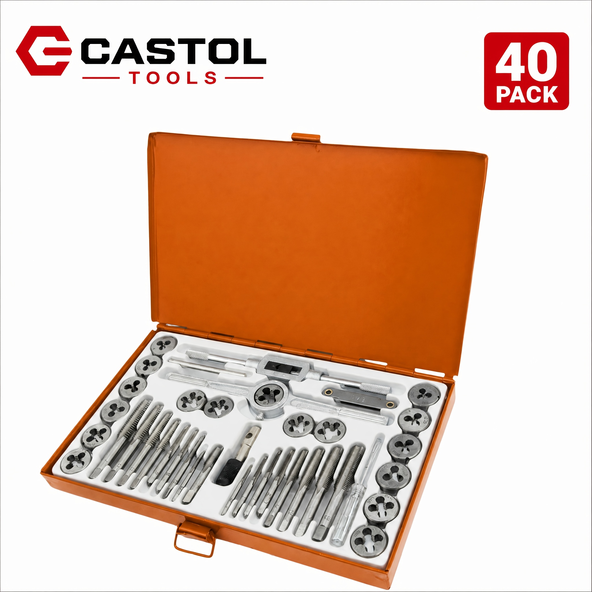40pcs Metric Thread Tap And Die Set, Drilling And Tapping Tool Kit, M3-m12, High Hardness Durable Metal Thread Cutting Tool Set With Wrench, Essential Diy Hardware Tool, Packaged In Metal Case
