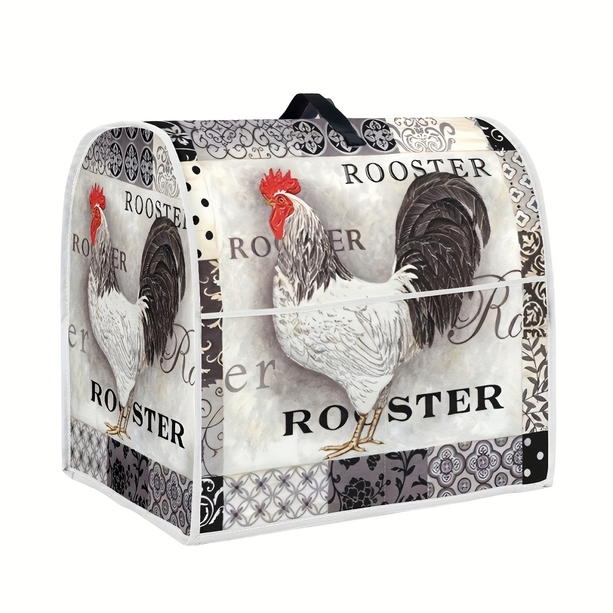 

1pc Rooster Pattern Dust-proof Cover For Kitchen Aid Mixer Or Coffee Maker, Appliance Dust Cover Kitchen Appliance Accessories With Pocket And Handle, Easy To Clean - Size L