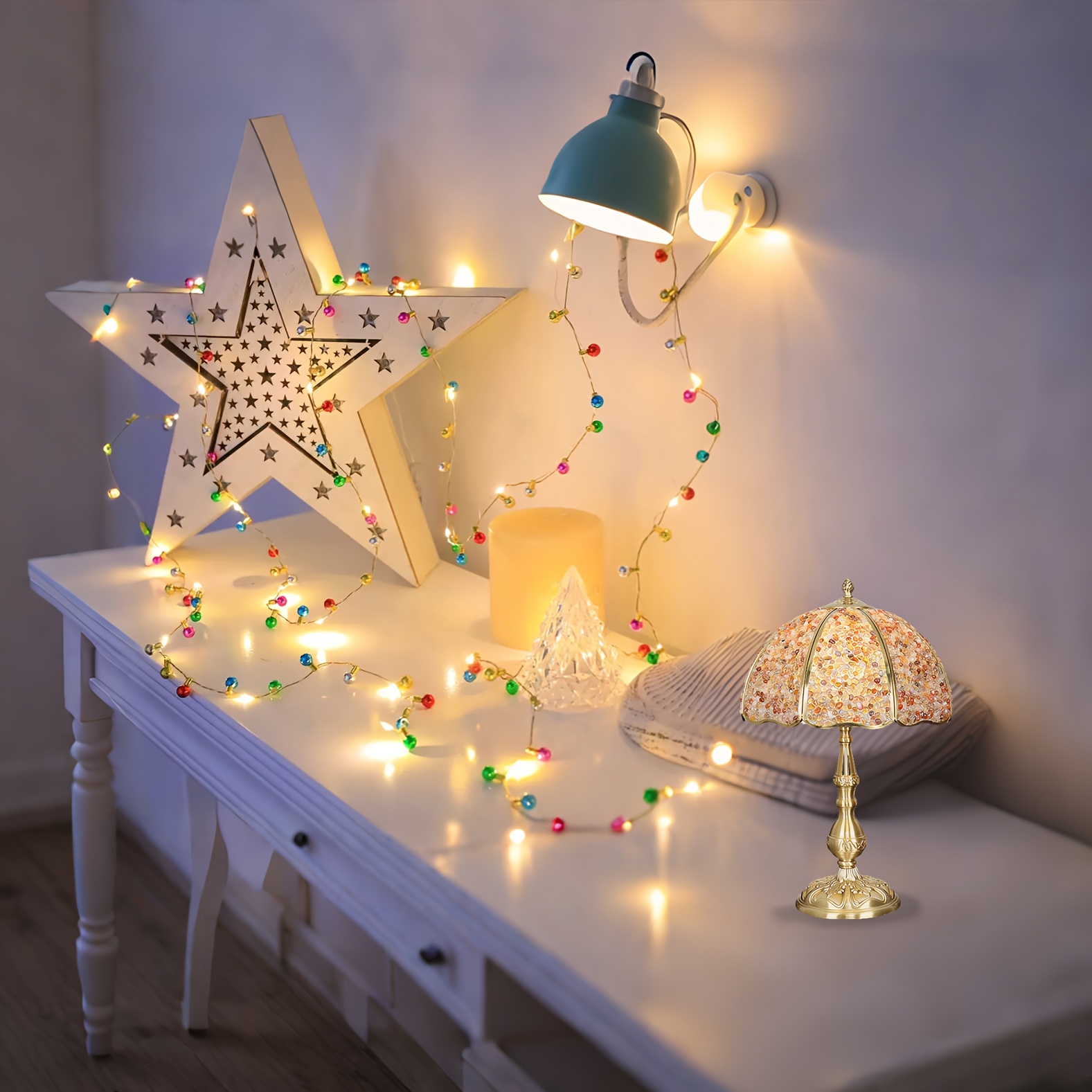 TEMU A Fairy Light With A Mini Colorful Round Head, Featuring Vibrant Small Bead Light Strings And Decorative Garlands, Suitable For Home, Bedroom,