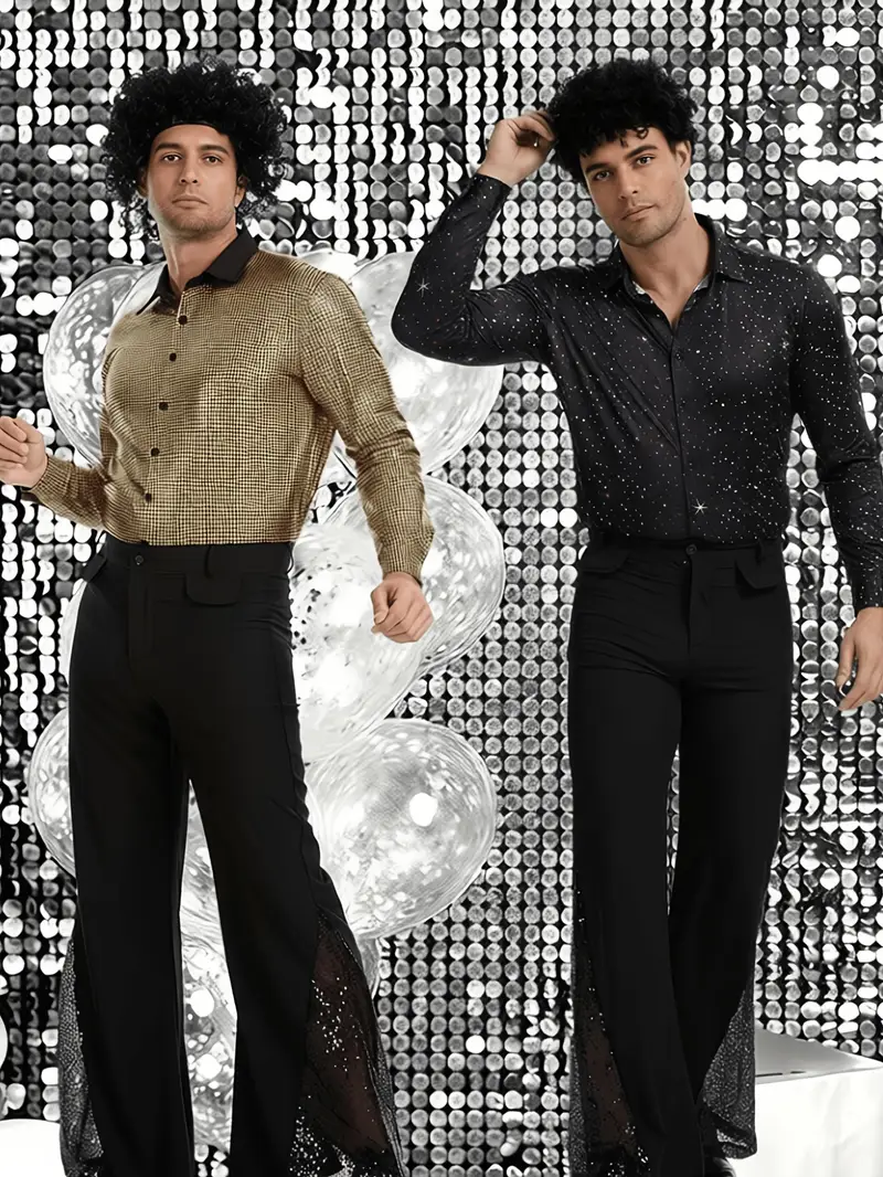 mens 70s disco outfit costume set retro sequin shirt bell - Temu United Arab Emirates mens 70s disco outfit costume set retro sequin shirt bell - Temu United Arab Emirates