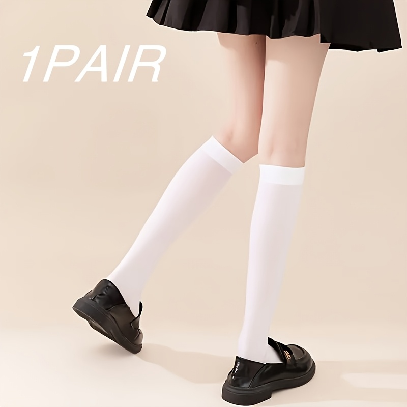 1/10 Pairs Small Leg Socks, White Women's Thin Style, Summer Long Tube Trendy Below-the-knee Socks