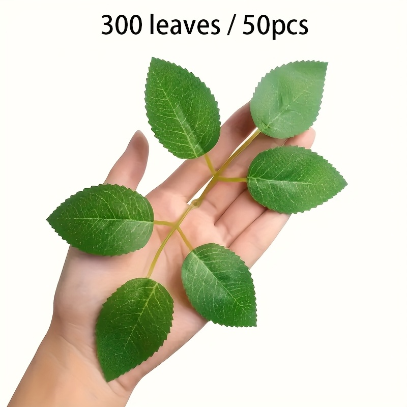 300 Leaves Artificial Rose Foliage, Fake Green Leaf Accessories For Bouquet Making, Party Decoration Vine, Wreath Accessories, Wedding Decor