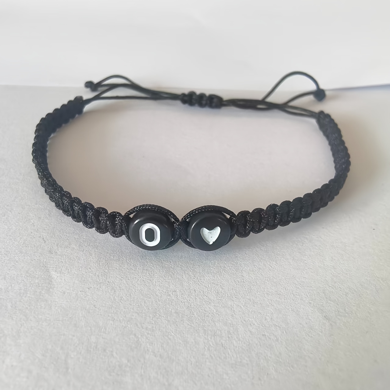Stylish Adjustable Black and White Heart Couple's Letter Bracelet