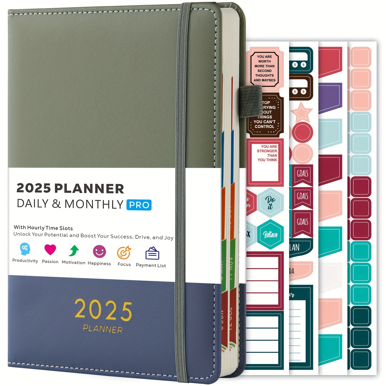 TEMU 2025 & Monthly Planner For Adults With Time , Hardcover , Sheets, 12 Monthly Tabs, English Language, & Tool