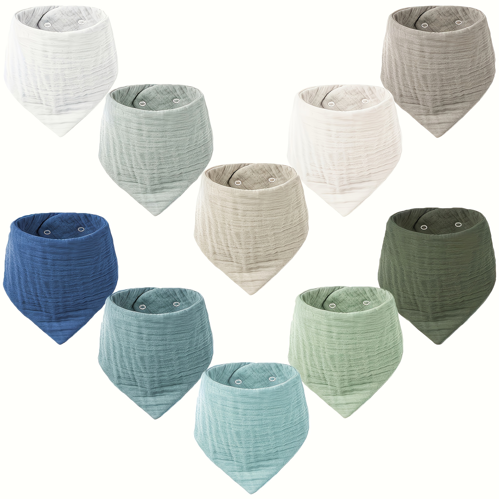 10pcs Soft & Absorbent Muslin Drool Bibs With Snap Closure, Cotton Bibs For , Perfect For Teething & , Skin, Machine Washable, Durable, Drool Bibs|snap Closure Bibs|easy Bibs