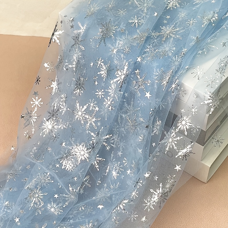 150cm Wide 1 Yard Long Soft Hot- Silver Snowflake Ultra-dense Thin Gauze Mesh, Suitable For Handmade Party Decorations, Background Setup, Tabletop Decoration Fabric, And Use