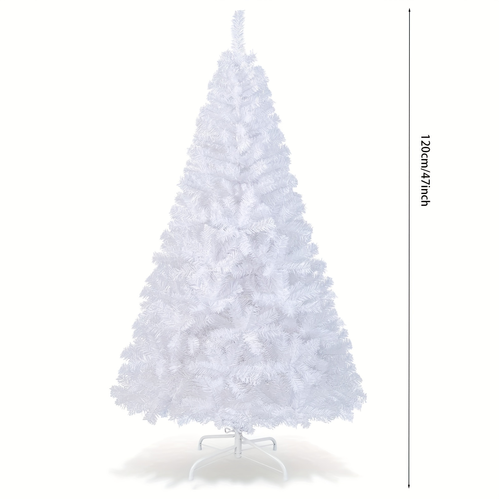TEMU Artificial White Christmas Tree, With Metal Stand, Metal Legs And Pine Needles, Ideal For Indoor And Outdoor Home, Office, Holiday Decoration,