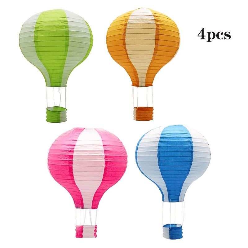Image of 4pcs Hanging Hot Air Balloon Paper Lantern Set, Event Party Decoration, Birthday Wedding Party Decoration Gift, Reusable Party Decoration