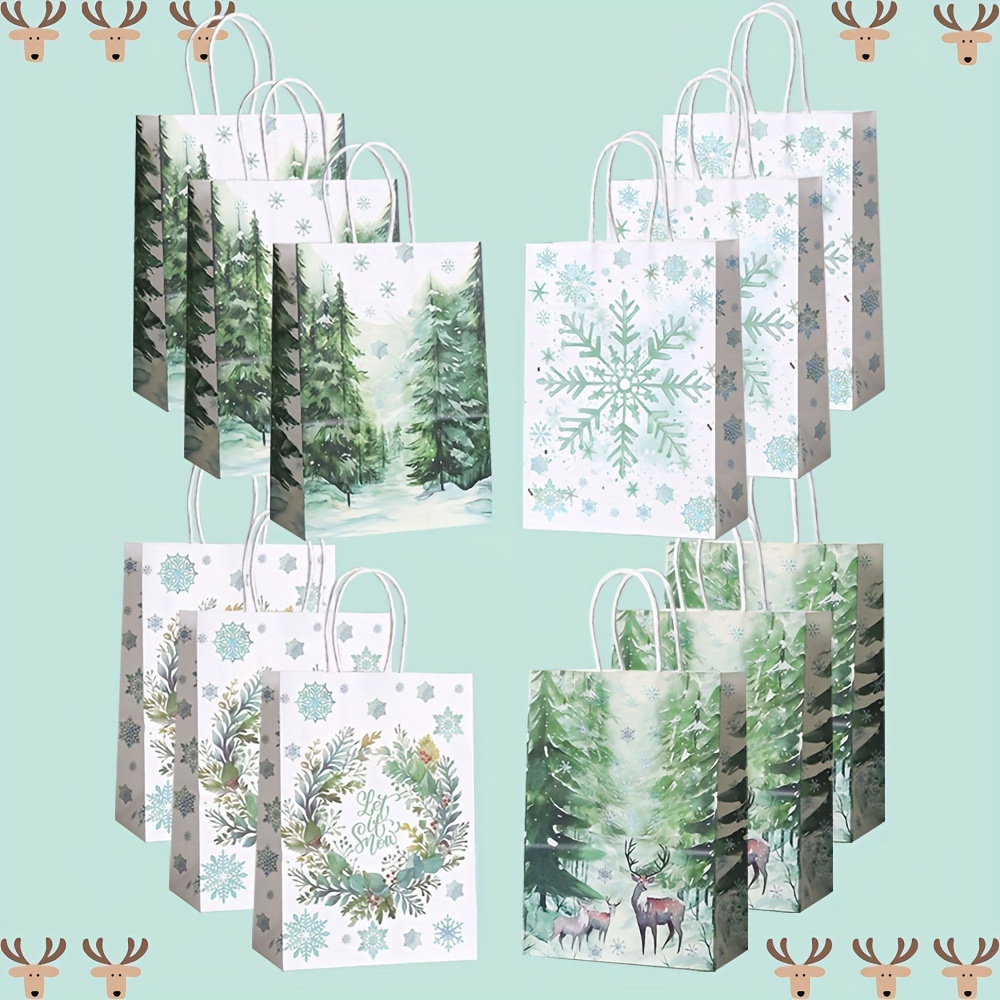 

24pcs Christmas Gift Bags Kraft Handles - , & For , , Favors, And