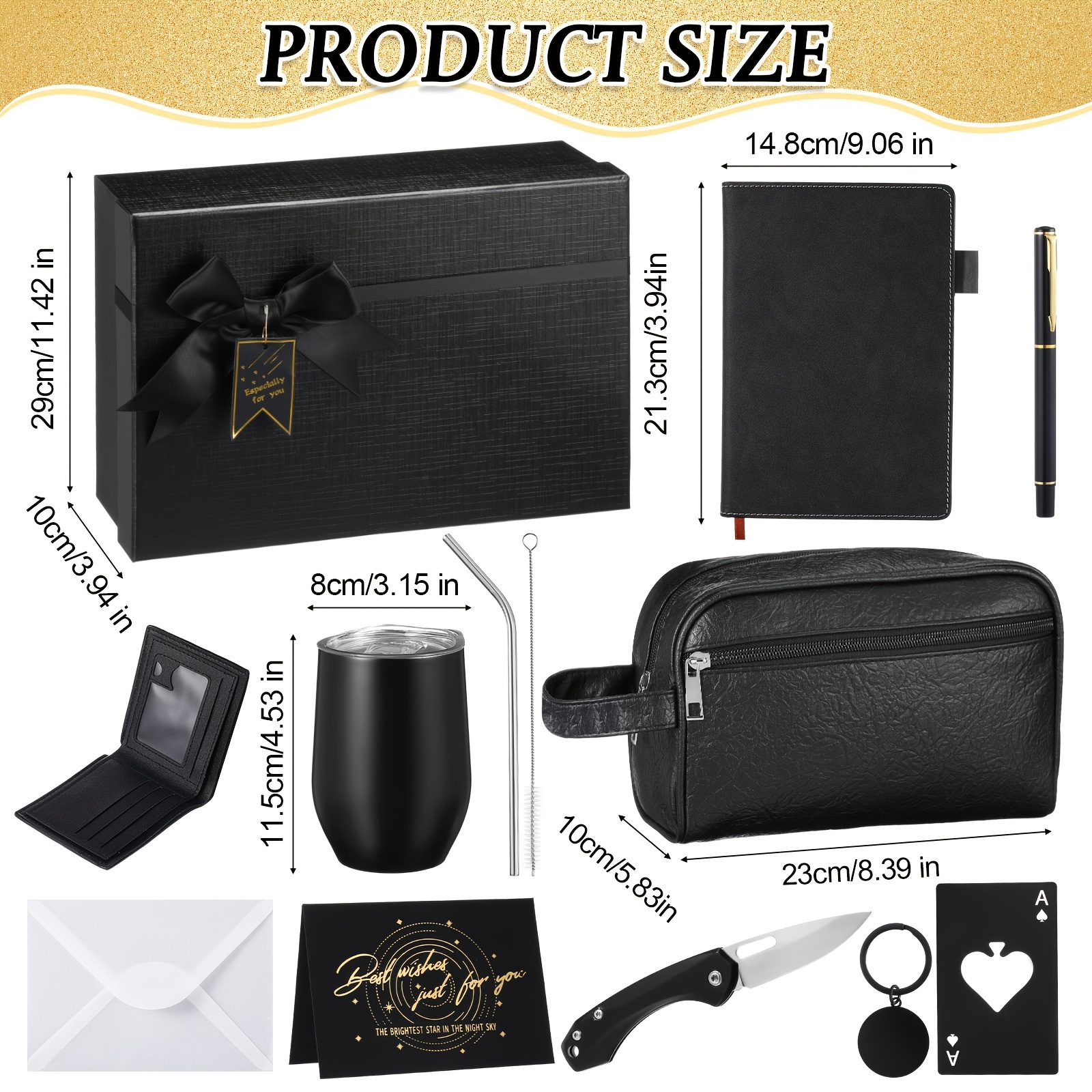 13pcs Men'S Birthday Gift Basket Set - 12oz Tumbler, Toiletry Bag, and Accessories - Ideal for Dad, Boyfriend, Husband, Brother - Perfect for Valentine'S Day, Christmas, and Special Occasions, Gift Basket Set|Sleek Black Design|Durable Construction, Gift Basket for Men