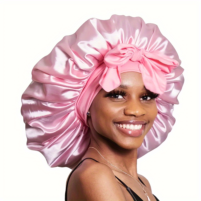 

Bonnet de sommeil en satin pour femmes et hommes, % polyester, non parfumé, avec bande de serrage réglable, bonnet de sommeil confortable pour la protection des cheveux.