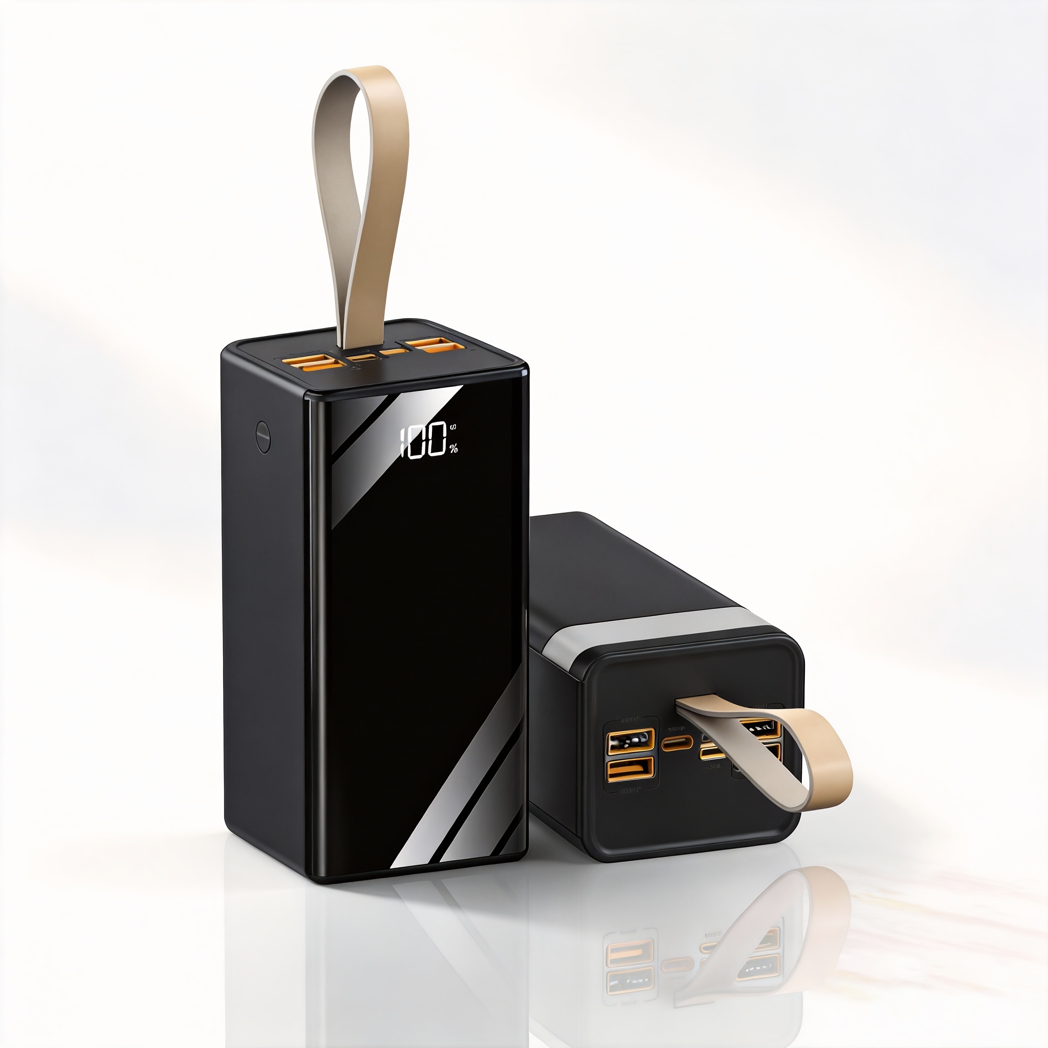 TEMU 7-in-1 ! 45w Fast Charge 100000mah Power Bank: 4 Usb Outputs   3 Input Ports (type-c, Micro, Lightning). Equipped With Led Screen, Strong