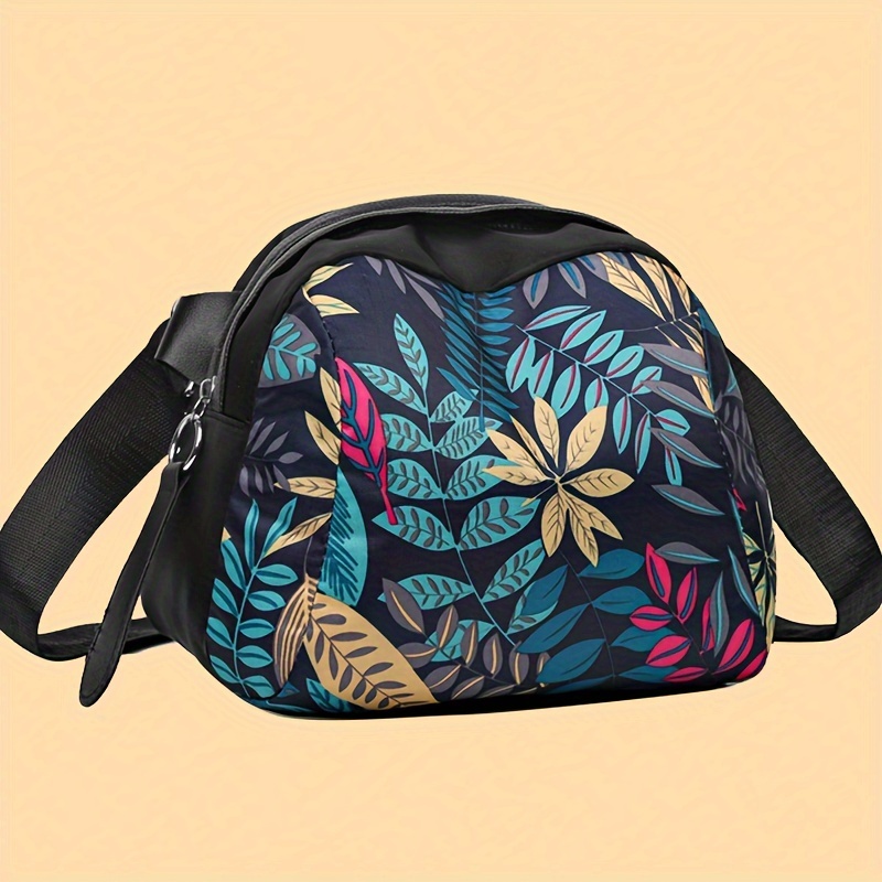 

Women's Stylish Nylon Shoulder Bag With Colorful Print, Casual Crossbody Satchel, Large Capacity For Ladies, Random Zipper & Pattern