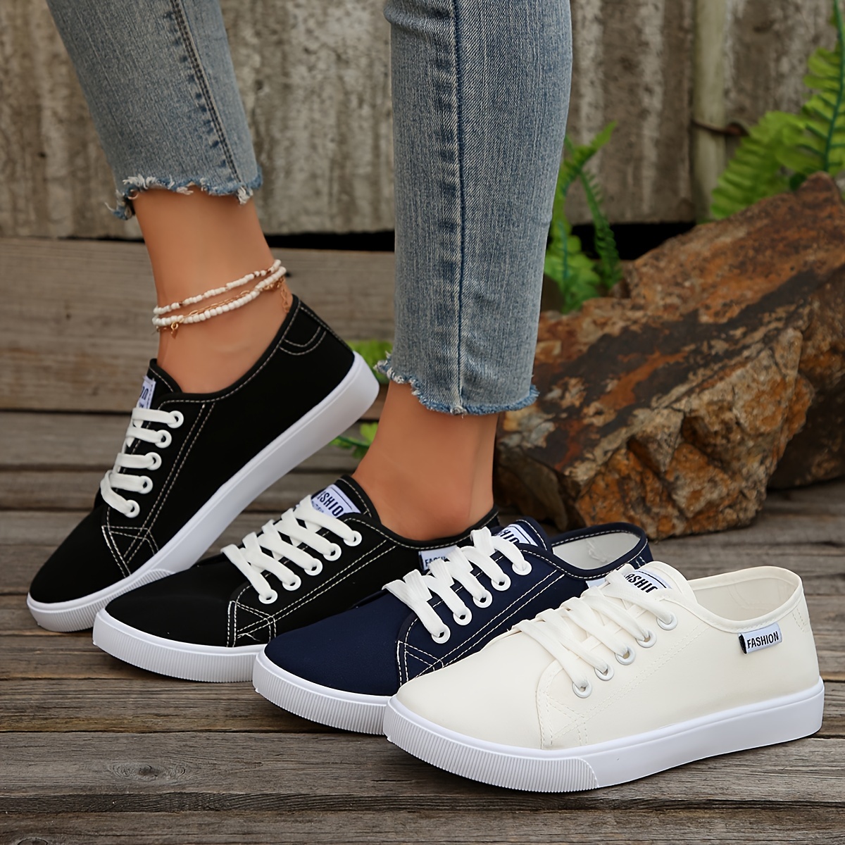 

Women's Casual Canvas Sneakers - Lightweight, Lace-up For Spring & Fall,