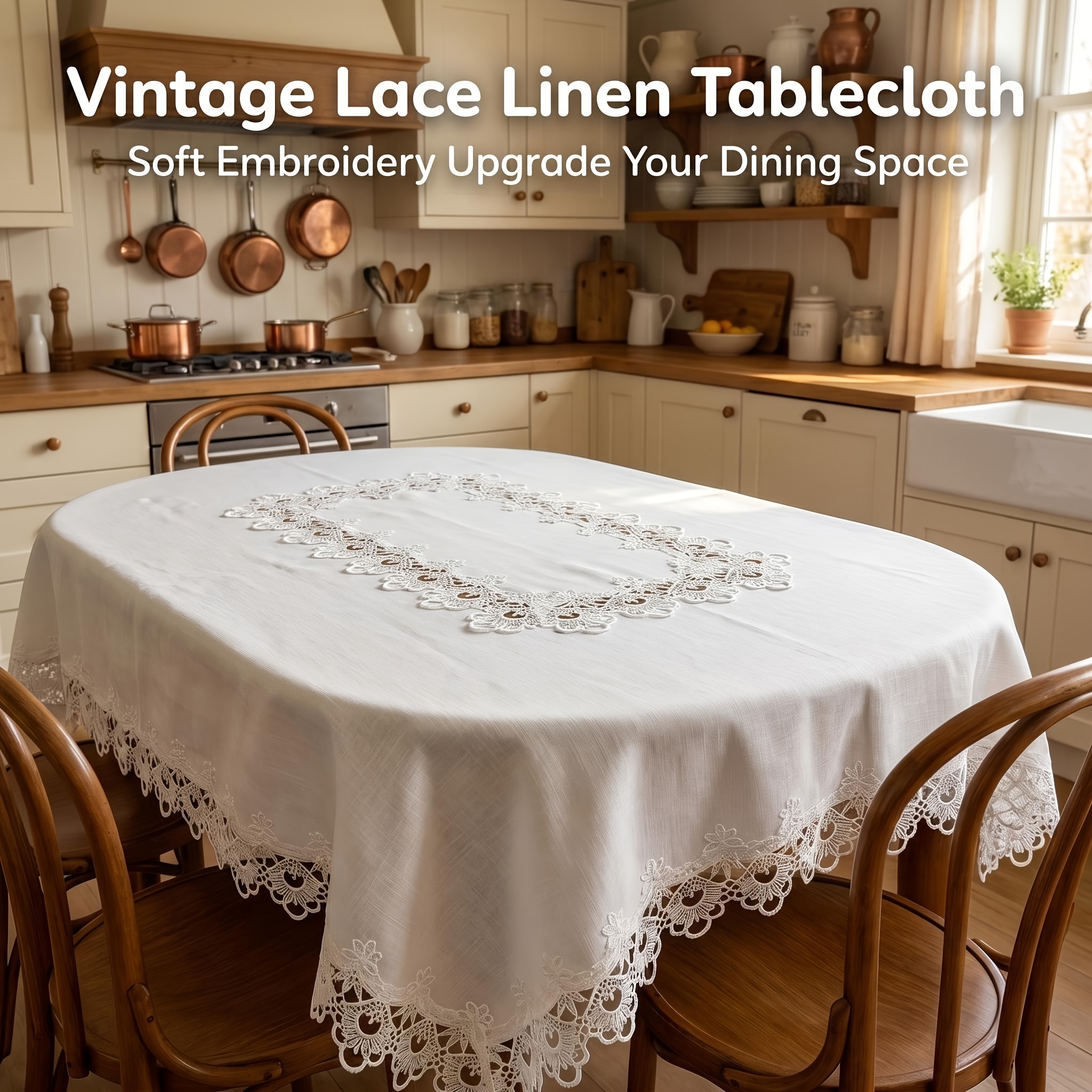 1pc elegant white lace oval tablecloth embroidered lace hollow table mat suitable for dining tables coffee tables dressing tables versatile for   holiday wedding birthday party decoration easy to clean   in multiple sizes