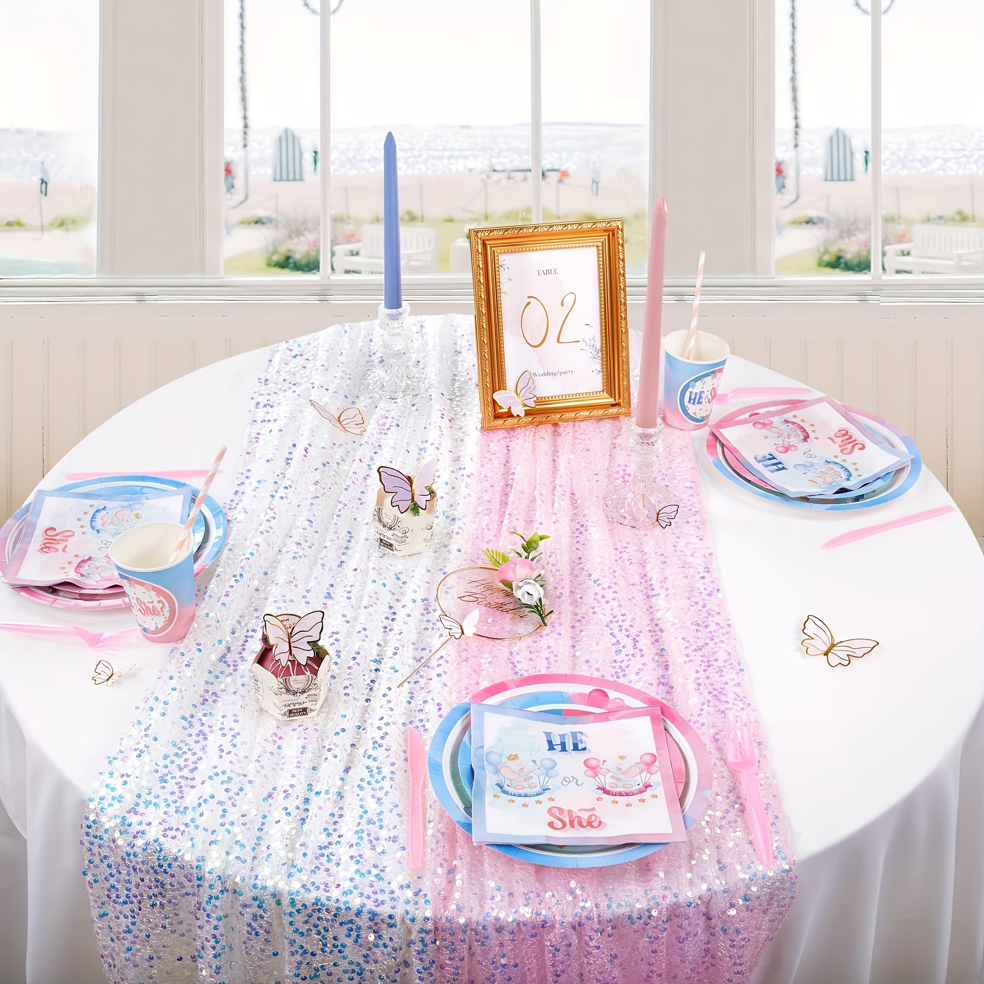 

glittering Elegance" 1pc Pink Sequin Table Runner - Perfect For Mermaid & Underwater Themed Parties, Girls' Birthdays, And Wedding Decorations