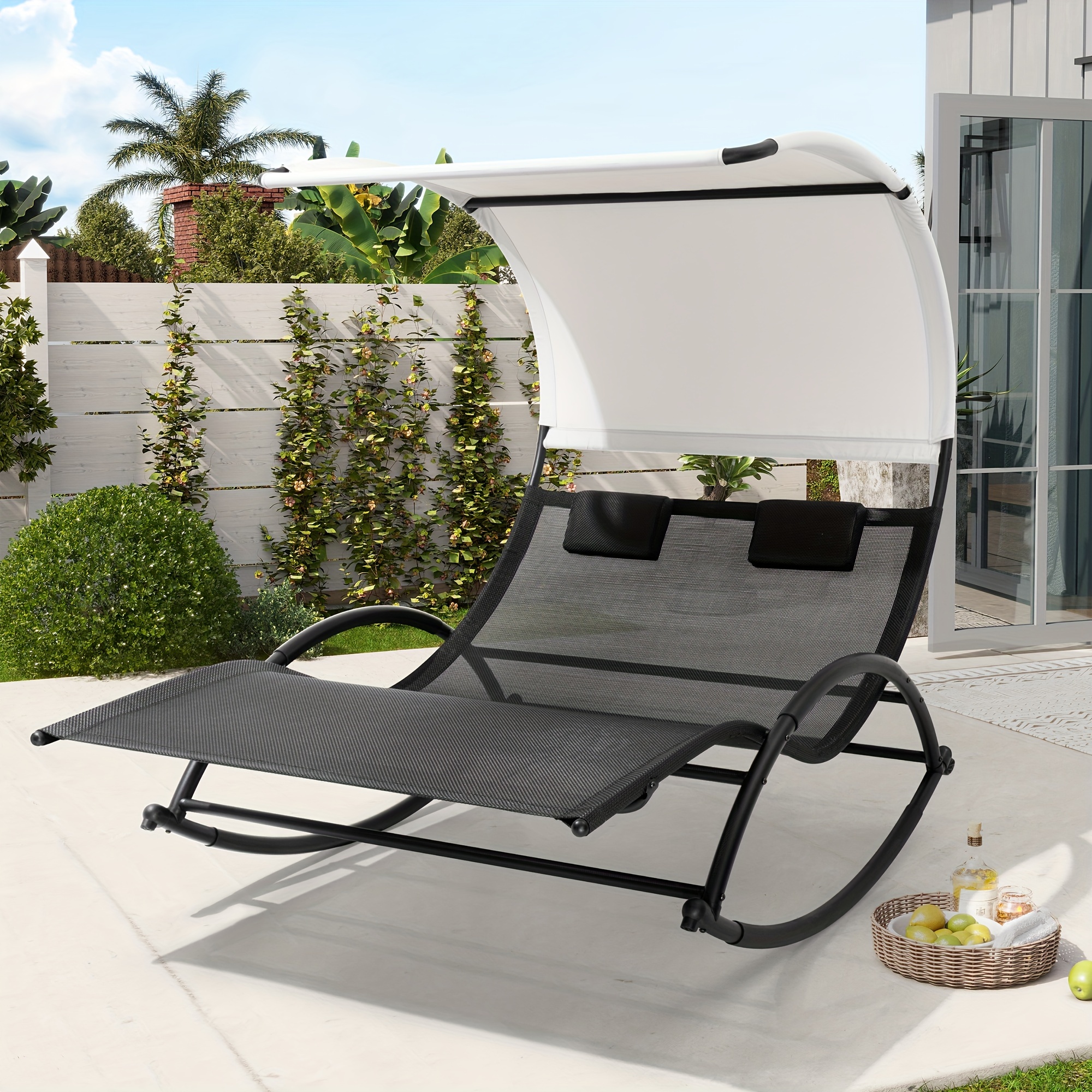Outdoor Double Chaise Lounge Chair Swing Rocking Portable - Temu