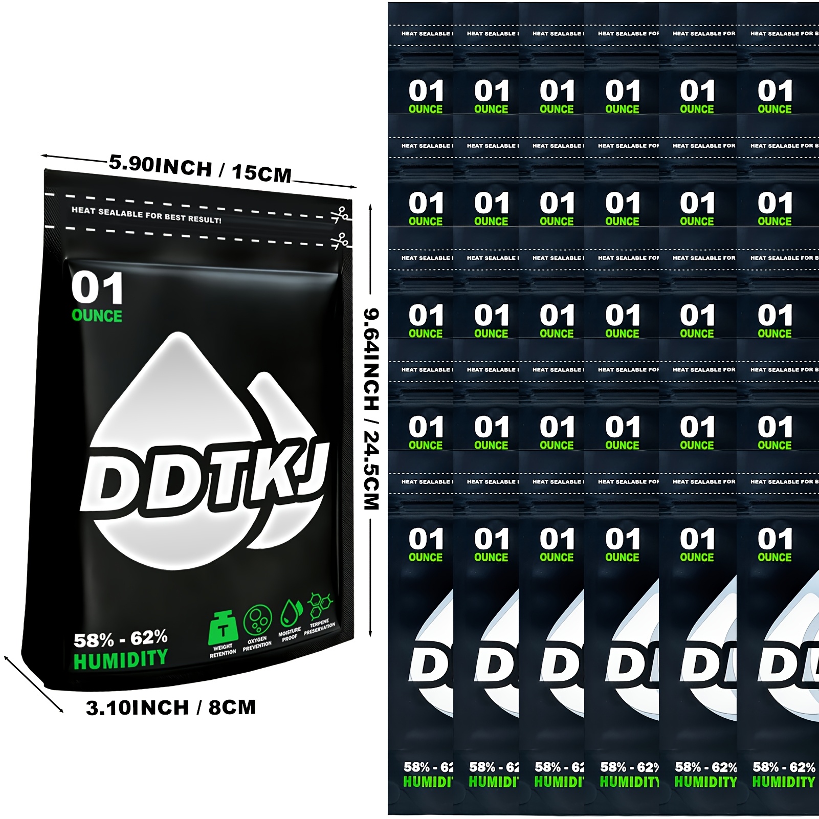 TEMU 30pcs 1oz Reusable Storage Sealed Bags, 58% -62% Rh Bidirectional Humidity Control Bags, 15 X 25cm, Used For Curing And Storage, Heat Sealable
