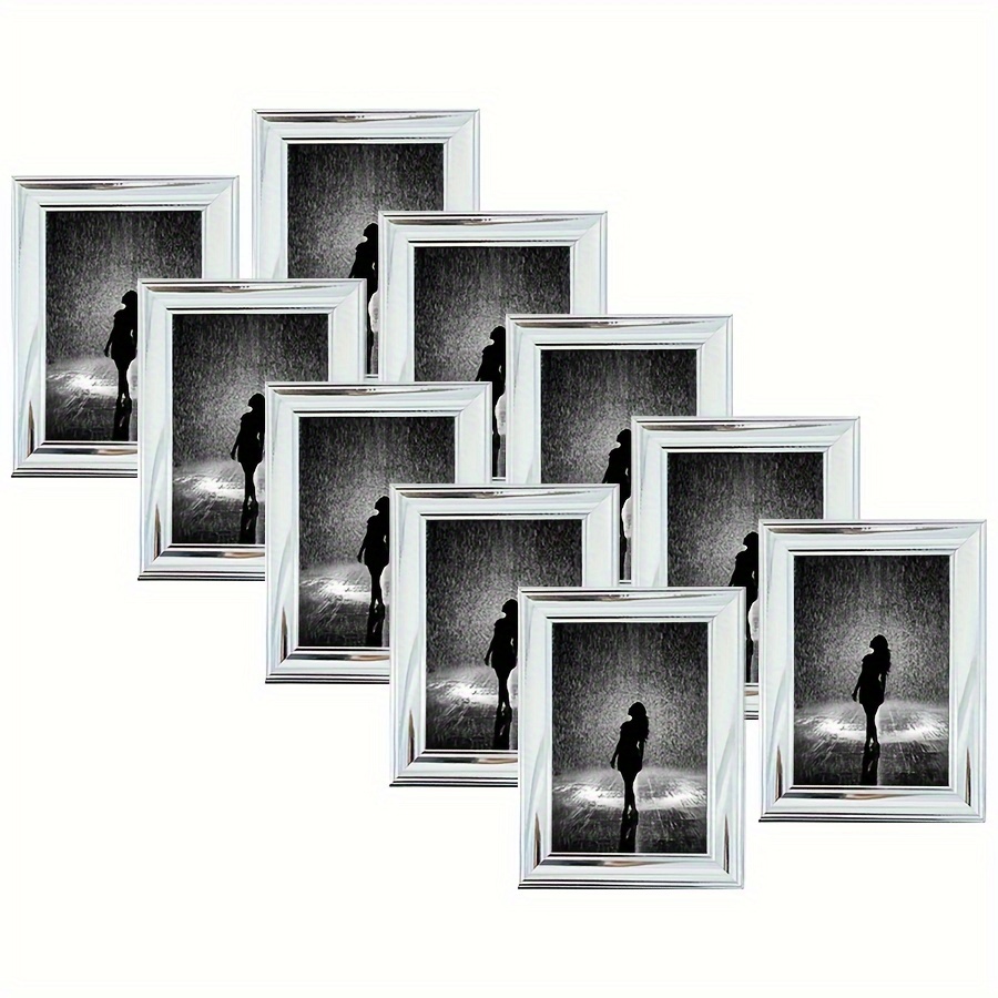 Modern And Simple Combination 4PCS6PCS10PCS Silvery Set Photo Frame, * * Horizontally And *, * Hung On The Wall Decoration * * On The Desktop Display, Suitable For Bedrooms, Living Rooms, Dining Rooms, *, Hotels And * (* Is For Reference Only, The Photo Paper Is Included)