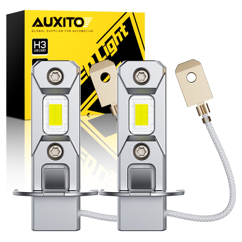 TEMU 2pcs Auxito H3 Led Fog Lamp Bulbs, 6500k White & 3000k Yellow With Csp Chips, 1:1 Mini Size For Daytime Running Lights