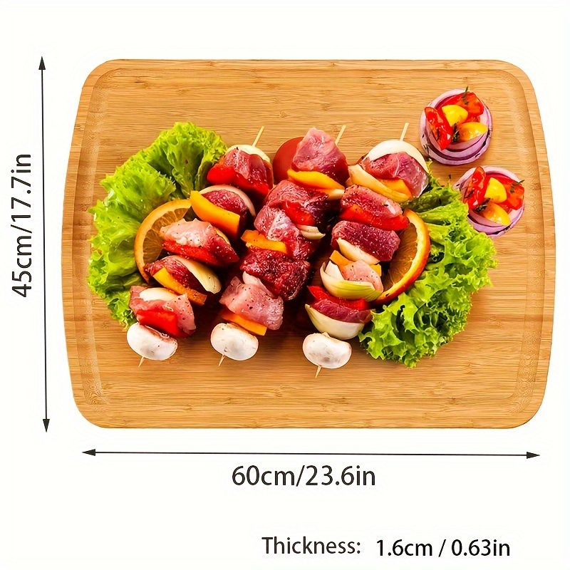1pc Extra Large Bamboo Cutting Boards For Kitchen - Wooden Cutting Board With Juice And Handles, Large Wood Chopping Board For Meat Turkey Bbq, Charcuterie Board, Kitchen Organizer, Accessories