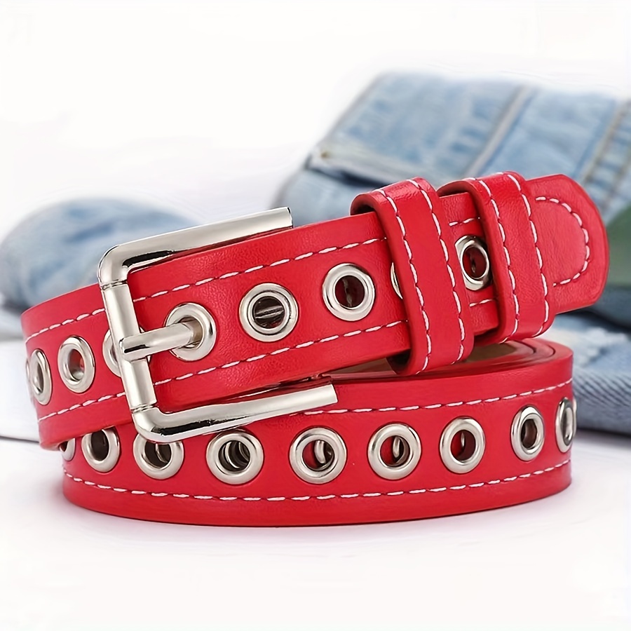 E-shop Damen Gürtel mit vielen Löchern, modischer hohler Damen Gürtel, schmaler Gürtel, ohne Stanzung, Nadel-Schnalle, Taillengürtel für Damen, kleiner