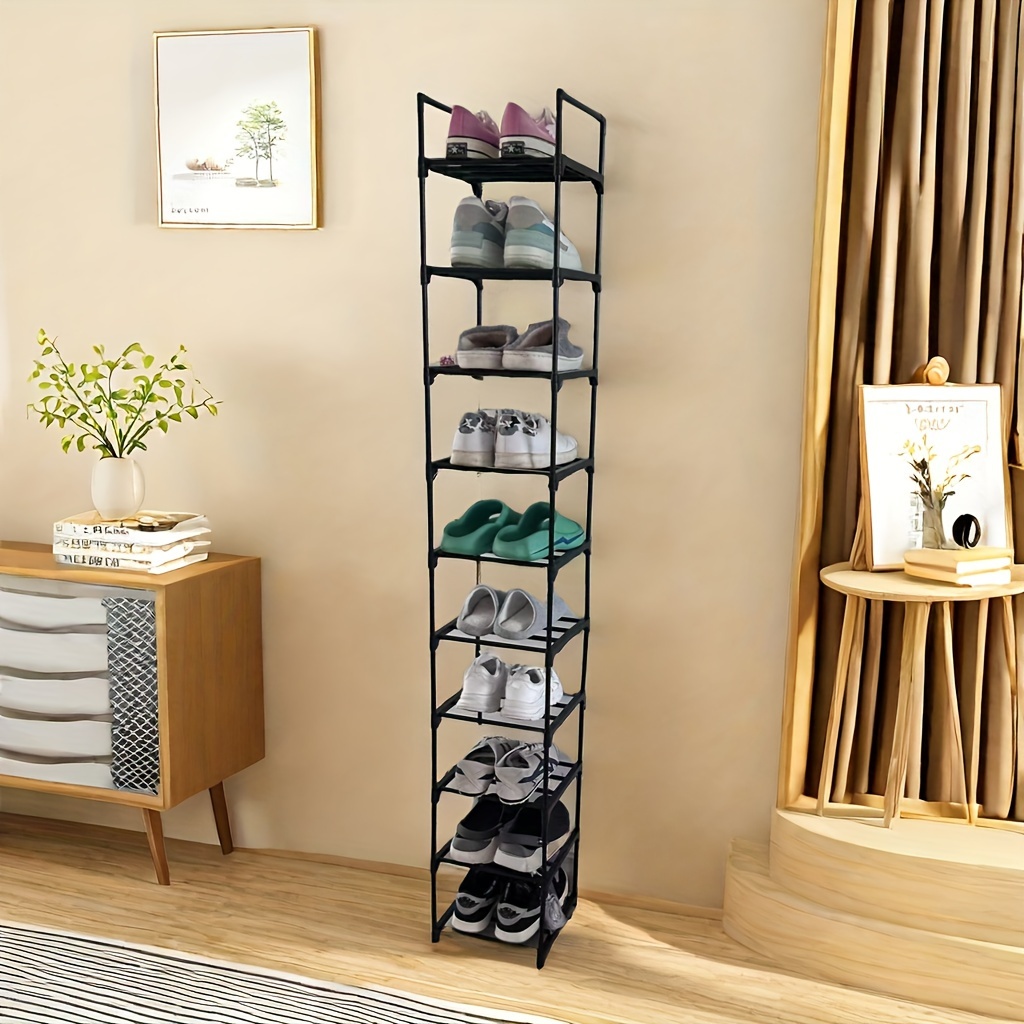 

Adjustable 6-8 Tier Carbon Steel Shoe Rack, Floor Standing Storage Organizer For Bedroom, Hallway, Bathroom, Office - Versatile, Detachable Shelving Unit With Multiple Shelves