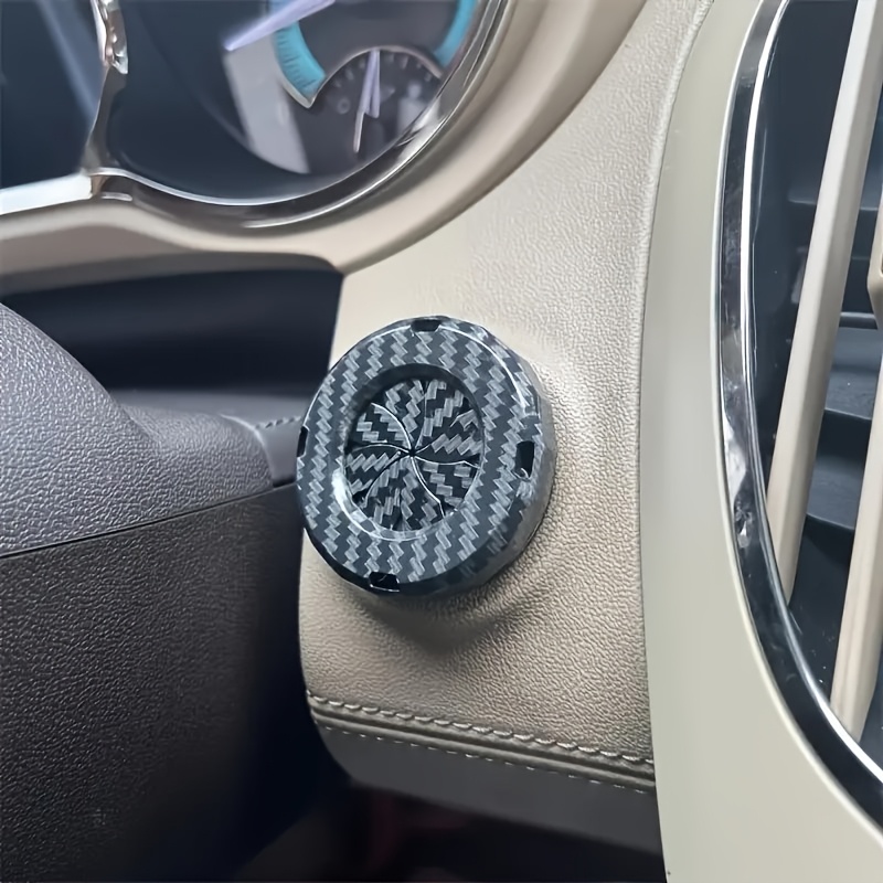 Image of Car Carbon Fiber Engine Start/stop Button Cover With Rotary Switch Protective Ring, Suitable For Most Cars