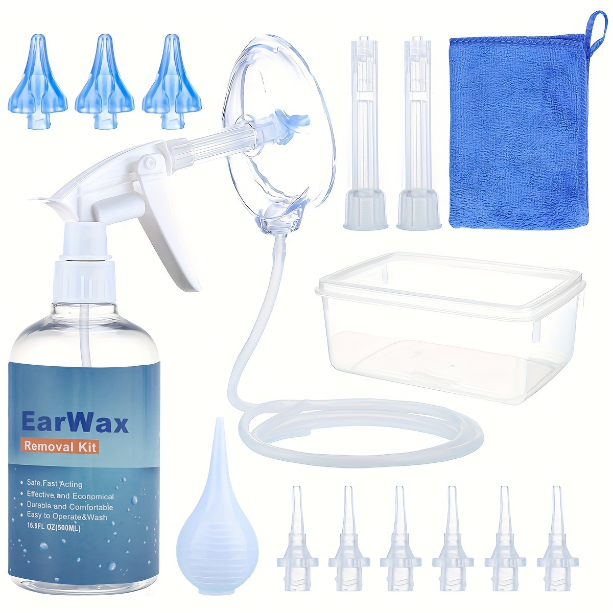 

1set Ear Wax Removal Tool Kit, Reusable Ear Wax Remover, Complete Ear Cleaner Tool, Ear Wash Bottle System Tool Kit For Adults Elders