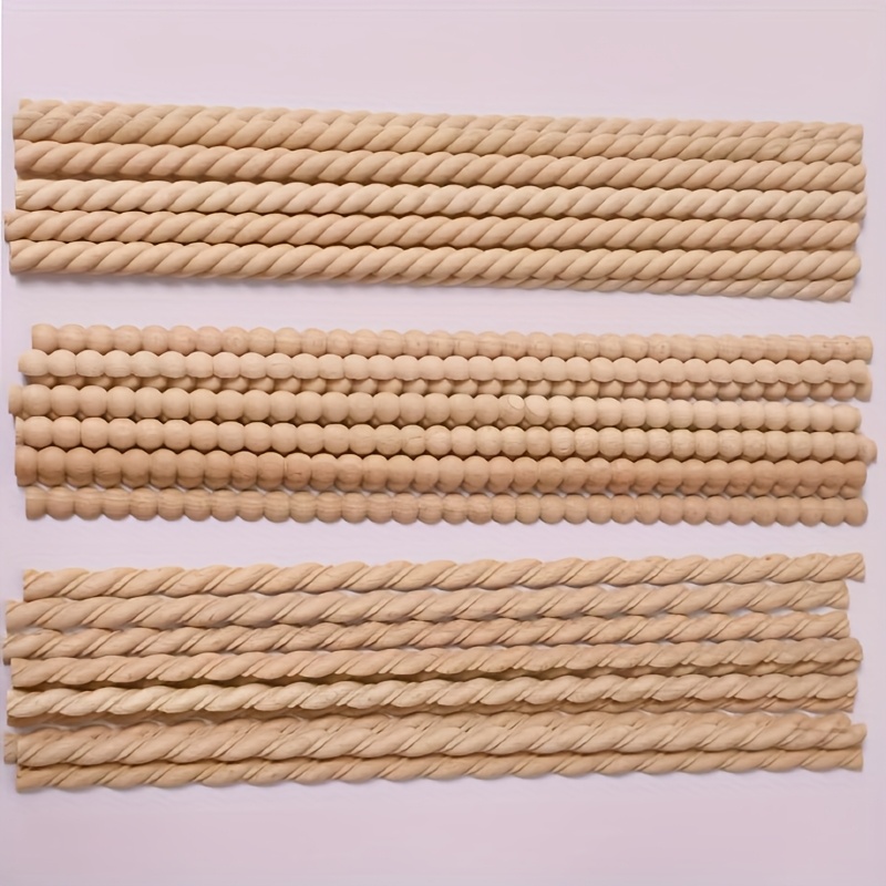10pcs Natural Wood Beaded Molding Sticks - Half Round Bobbin Trim for   Decor, Cabinets, Furniture & Paneling Projects, Unfinished Wood Craft Supplies, Wood Molding for Cabinets, Cabinet Embellishments, Rustic Charm, Smooth Texture, Wood Trim, Craft Enthusiasts, Cabinet Embellishments, Rustic Decor, Handcrafted Look, Wood Trim, Craft Enthusiasts