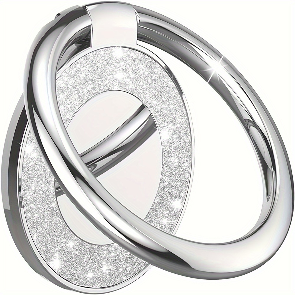 1pc Mobile Phone Ring Holder, Circular Diamond Inlay, Manual Drill, New Desktop Anti-fall Lazy Phone Holder, All Metal, Ring , Universal For Mobile Phones And Tablets